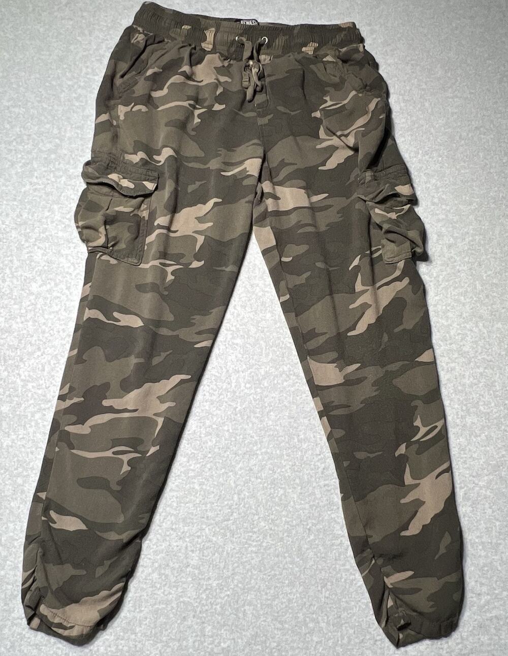 Rewash Camo Print Rayon Jogger Cargo Pants Large
